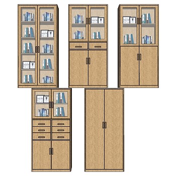 7现代办公文件柜书柜档案柜sketchup草图模型下载