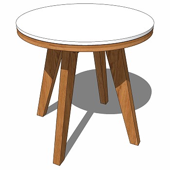 北欧现代实木边几角几灯几圆桌凳子sketchup草图模型下载