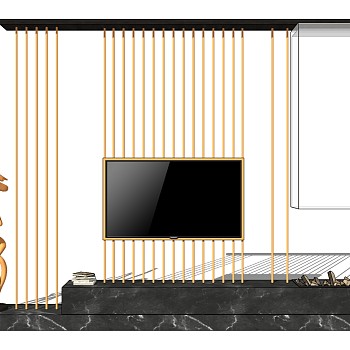 25现代电视背景墙电视柜sketchup草图模型下载