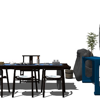 30-新中式茶桌椅组合摆台茶具
