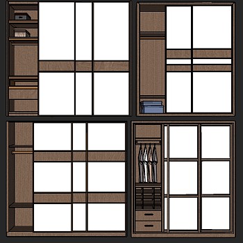 (125)  现代衣柜sketchup草图模型下载