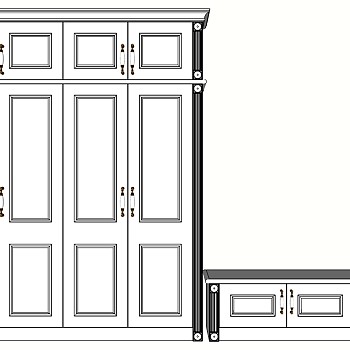 (110)  简欧式衣柜衣橱换鞋柜sketchup草图模型下载