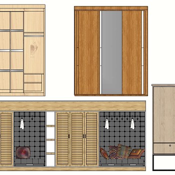 (106)  现代衣柜衣橱sketchup草图模型下载