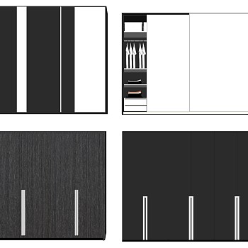 (61)  北欧现代衣柜衣橱sketchup草图模型下载