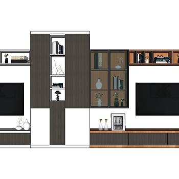 13现代简约风格电视柜吊柜储物柜sketchup草图模型下载