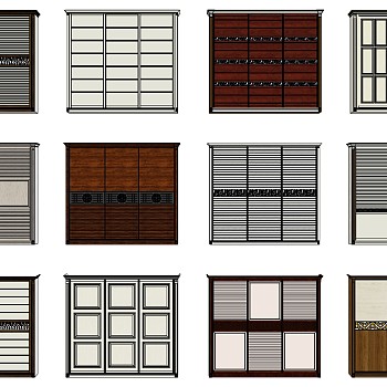 (7)欧式法式现代衣柜  衣橱sketchup草图模型下载