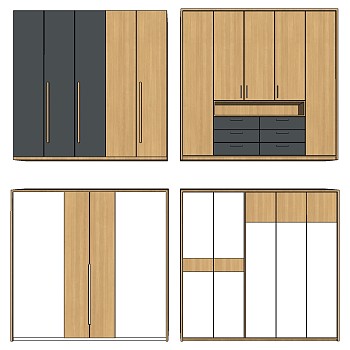 (56) 北欧现代衣柜衣橱sketchup草图模型下载