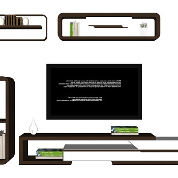 8北欧电视柜隔板sketchup草图模型下载