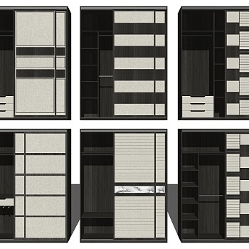 (28) 现代新中式衣柜衣橱sketchup草图模型下载