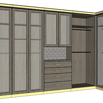 (2)  现代衣柜衣橱衣帽间sketchup草图模型下载