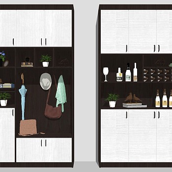 (79)现代入口玄关衣橱衣柜鞋柜sketchup草图模型下载