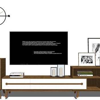7现代北欧电视柜组合sketchup草图模型下载 1
