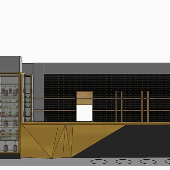 现代吧台酒柜饮料柜sketchup草图模型下载