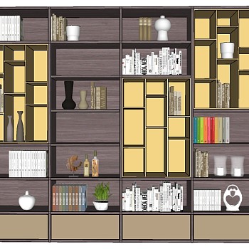 (27)北欧现代书柜sketchup草图模型下载