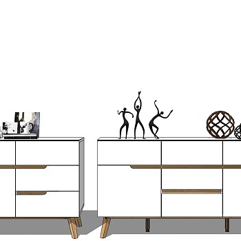 22北欧现代电视柜 玄关柜边柜模型组合sketchup草图模型下载