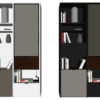 22现代书架书柜sketchup草图模型下载