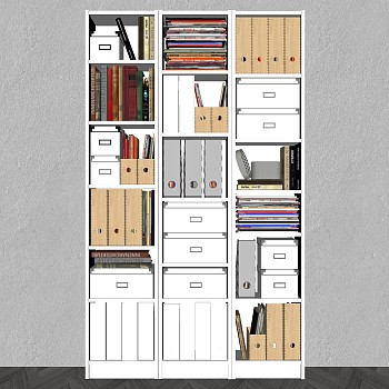 8办公书柜sketchup草图模型下载