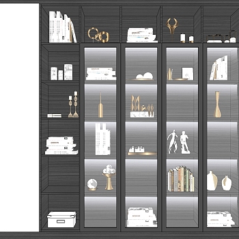 9现代简约轻奢书柜书籍摆件书本sketchup草图模型下载
