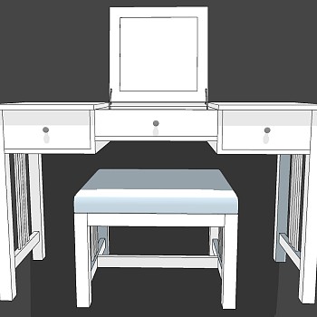 61北欧现代欧式地中海梳妆台化妆台化妆桌sketchup草图模型下载