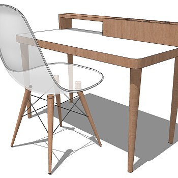 52北欧现代梳妆台化妆台化妆桌椅子sketchup草图模型下载