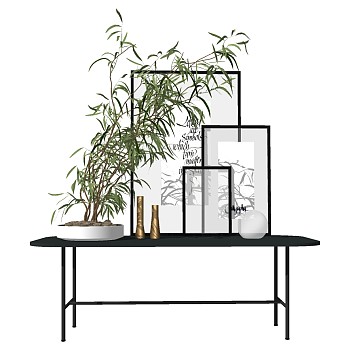 新中式植物端景sketchup草图模型下载