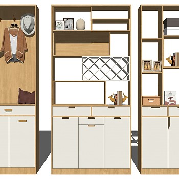 06现代实木酒柜鞋柜装饰柜鞋柜衣橱sketchup草图模型下载