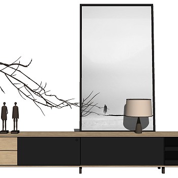 36现代北欧电视柜组合sketchup草图模型下载