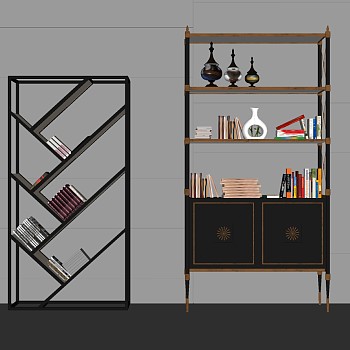 22现代书柜货架书架酒架sketchup草图模型下载