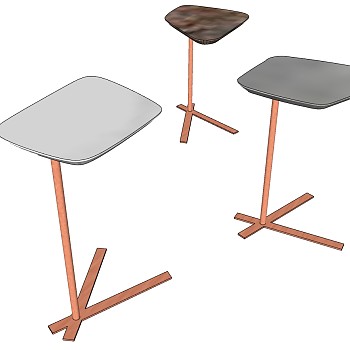 4现代北欧茶几茶桌椅边几 组合sketchup草图模型下载