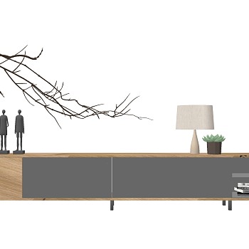9北欧现代电视柜干枝小人摆件sketchup草图模型下载