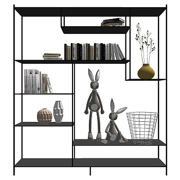 7展示架装饰柜玩偶书本 摆件兔子毛绒玩具书架sketchup草图模型下载
