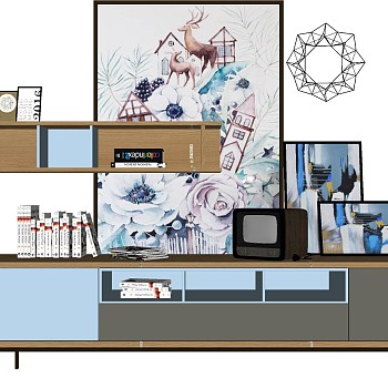 北欧现代电视柜饰品摆件SketchUp草图模型下载 (14)
