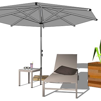 现代室外户外遮阳伞sketchup草图模型下载