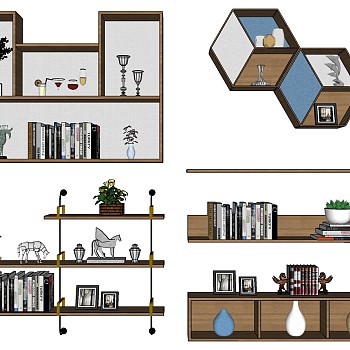 2墙饰组合装饰架层板摆件sketchup草图模型下载