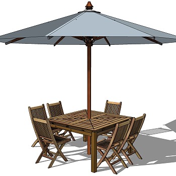 60-5室外户外木制桌子椅子遮阳伞组合