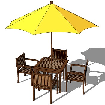 09-5户外室外木桌椅遮阳伞组合