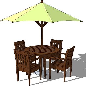 10-5户外室外木桌椅遮阳伞组合