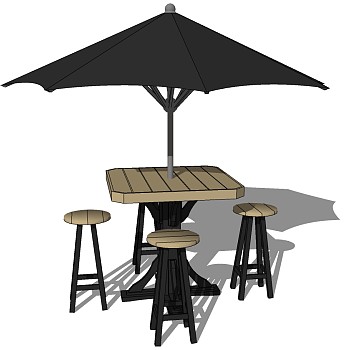 12-5户外室外实木桌椅凳子吧椅遮阳伞组合