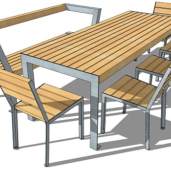 52-5室外户外休闲餐桌木制桌子椅子组合