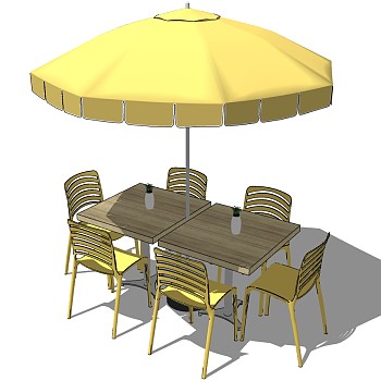 43-5室外户外休闲木制桌子铁艺椅子桌椅盆栽遮阳伞组合