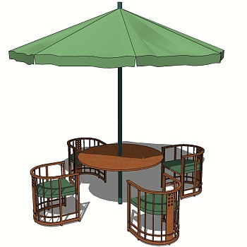 31-5室外户外休闲木制桌子椅子遮阳伞组合