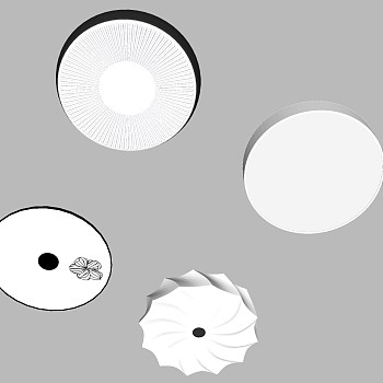 6现代圆形异形吸顶灯SketchUp草图模型下载