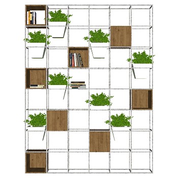 21北欧现代铁艺铁架子植物展架书架书柜sketchup草图模型下载
