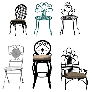 60欧式户外铁艺椅子sketchup草图模型下载