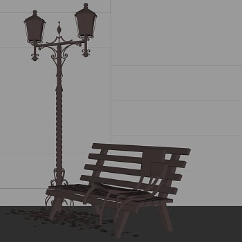 欧式铁艺路灯公园座椅长条凳sketchup草图模型下载sketchup草图模型下载