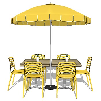 52-现代铁艺户外休闲桌椅遮阳伞