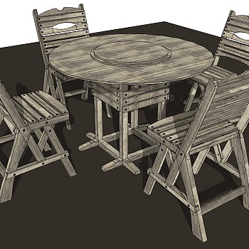 117户外室外阳台庭院休闲椅子餐桌椅sketchup草图模型下载