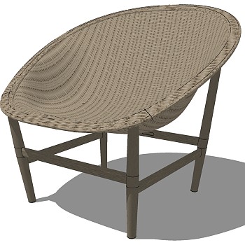 111现代户外室外藤编椅子sketchup草图模型下载