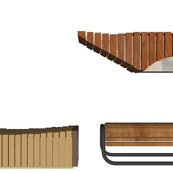 02室外户外公园休闲座椅长条凳子sketchup草图模型下载