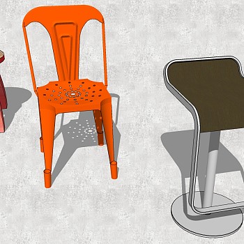 新中式工业风餐椅吧椅儿童椅大象造型凳子sketchup草图模型下载